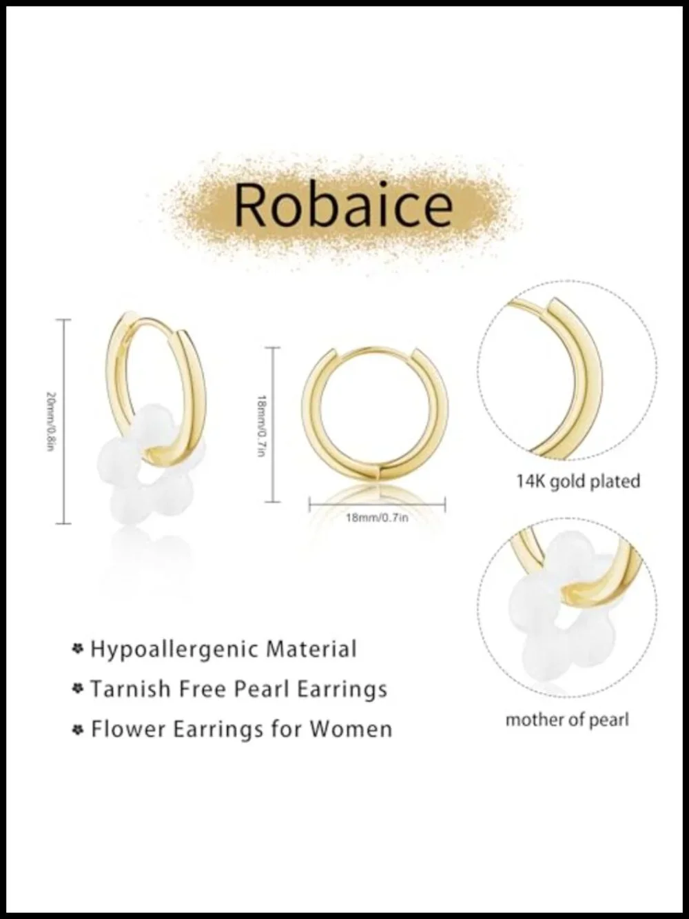 Pearl Drop Earrings for Women, 14K Gold Plated Dangle, Hypoallergenic, Gift